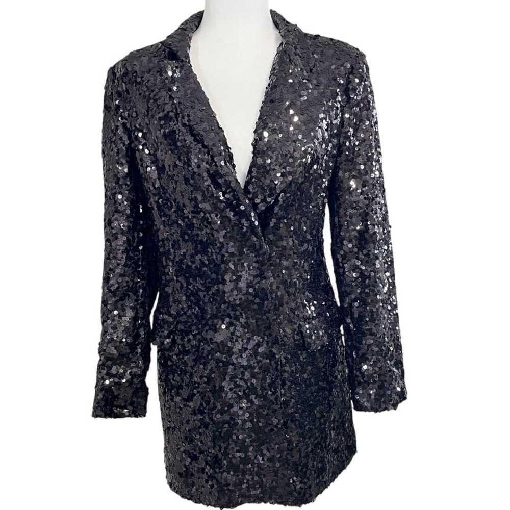Zara Black Sequin‎ Blazer  Women's Size Small  Party